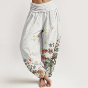 Buddha Stones Various Flowers Pattern Women's Elastic Waist Harem Pants - WhiteSmoke - US22，UK/AU26，EU54 (6XL) - image 8