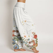 Buddha Stones Various Flowers Pattern Women's Elastic Waist Harem Pants - image 10