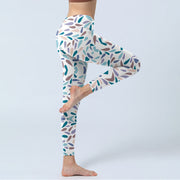 Buddha Stones White Multi Color Block Print Gym Leggings Women's Yoga Pants - image 4