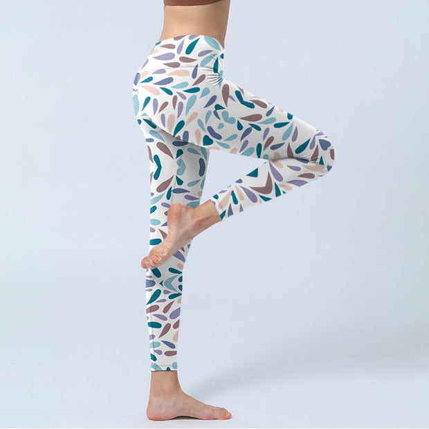 Buddha Stones White Multi Color Block Print Gym Leggings Women's Yoga Pants - image 4