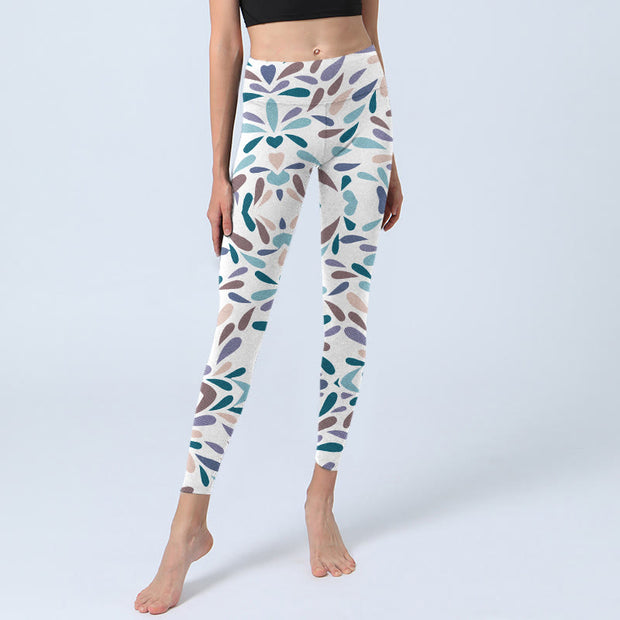 Buddha Stones White Multi Color Block Print Gym Leggings Women's Yoga Pants - image 6