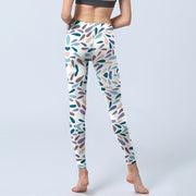 Buddha Stones White Multi Color Block Print Gym Leggings Women's Yoga Pants - image 7