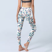 Buddha Stones White Multi Color Block Print Gym Leggings Women's Yoga Pants - image 5