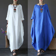 Buddha Stones Solid Color Three Quarter Sleeve Cotton Women's Maxi Dress - image 11