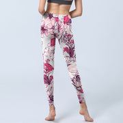 Buddha Stones Pink Rose Red Flowers Print Exercise Leggings Women's Yoga Pants - image 7