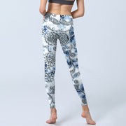 Buddha Stones White Round Flowers Print Exercise Leggings Women's Yoga Pants - image 7