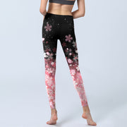Buddha Stones Pink Cherry Blossoms Print Exercise Leggings Women's Yoga Pants - image 7