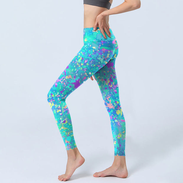 Buddha Stones Splash Ink Print Exercise Leggings Women's Yoga Pants - image 3