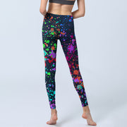 Buddha Stones Black Splash Ink Print Exercise Leggings Women's Yoga Pants - image 6