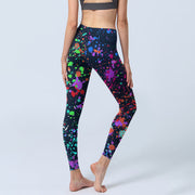 Buddha Stones Black Splash Ink Print Exercise Leggings Women's Yoga Pants - image 4