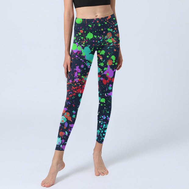 Buddha Stones Black Splash Ink Print Exercise Leggings Women's Yoga Pants - image 7