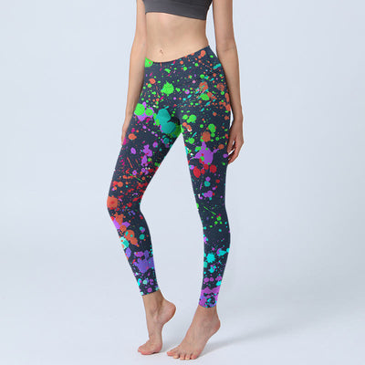 Buddha Stones Black Splash Ink Print Exercise Leggings Women's Yoga Pants - Black - US18，UK/AU22，EU50 (4XL) - image 1