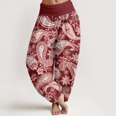 Buddha Stones Casual Paisley Pattern Women's Elastic Waist Harem Pants - Brown - US22，UK/AU26，EU54 (6XL) - image 1