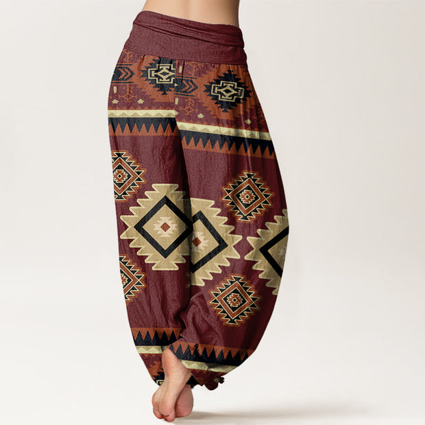 Buddha Stones Casual Symmetrical Navajo Textile Style Pattern Women's Elastic Waist Harem Pants - image 3