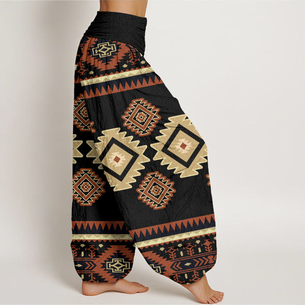 Buddha Stones Casual Symmetrical Navajo Textile Style Pattern Women's Elastic Waist Harem Pants - image 9