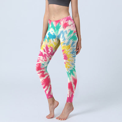 Buddha Stones Spiral Shape Print Exercise Leggings Women's Yoga Pants - DeepPink - US18，UK/AU22，EU50 (4XL) - image 1