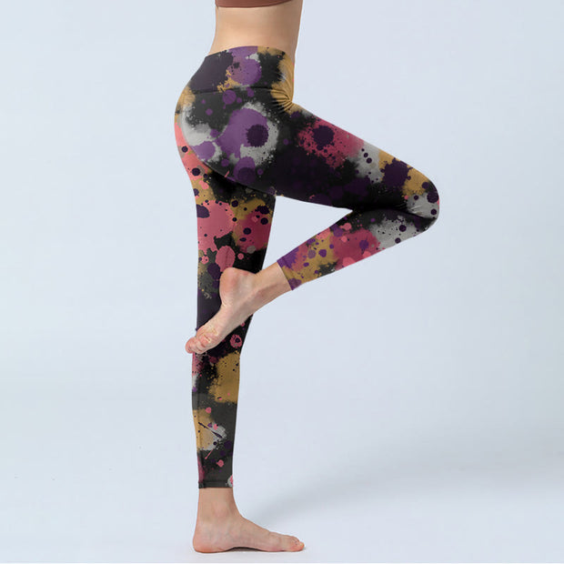 Buddha Stones Splatter Print Exercise Leggings Women's Yoga Pants - image 5