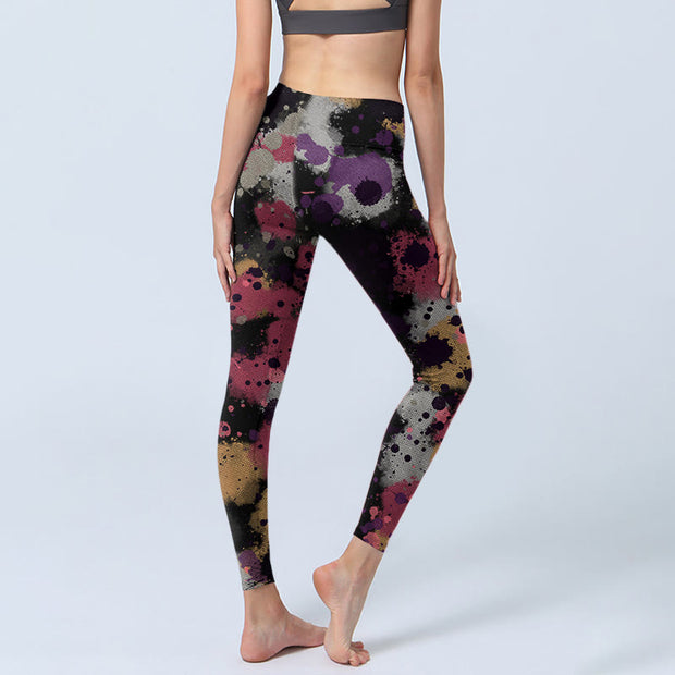 Buddha Stones Splatter Print Exercise Leggings Women's Yoga Pants - image 4