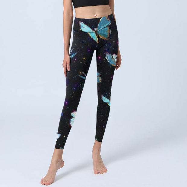 Buddha Stones Butterfly Star Sky Print Exercise Leggings Women's Yoga Pants - image 6