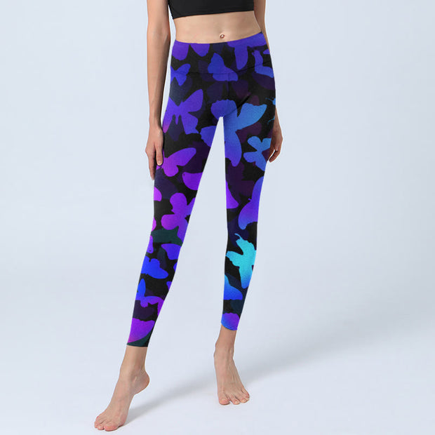 Buddha Stones Gradient Butterfly Print Exercise Leggings Women's Yoga Pants - image 6