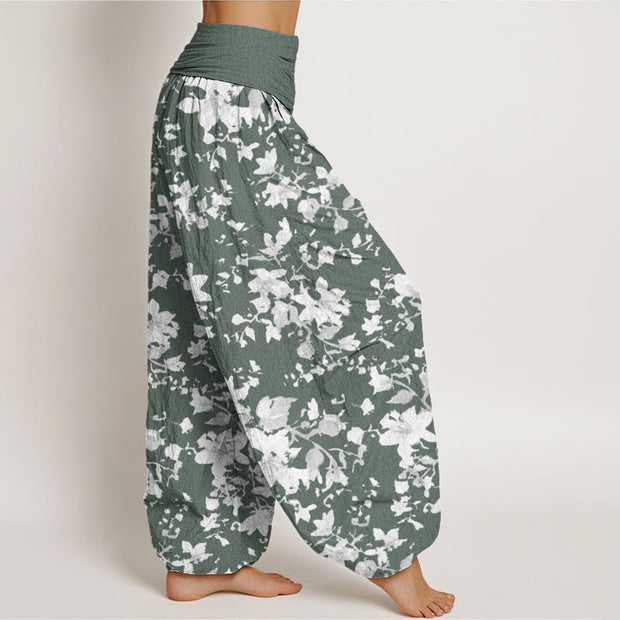 Buddha Stones Leaves Design Women's Elastic Waist Harem Pants - image 6
