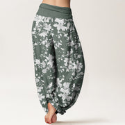Buddha Stones Leaves Design Women's Elastic Waist Harem Pants - image 7