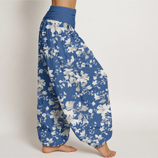 Buddha Stones Leaves Design Women's Elastic Waist Harem Pants - image 10