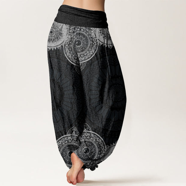 Buddha Stones Circular Mandala Design Women's Elastic Waist Harem Pants - image 2