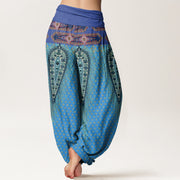 Buddha Stones Bohemian-inspired Feathers Design Women's Elastic Waist Harem Pants - image 9