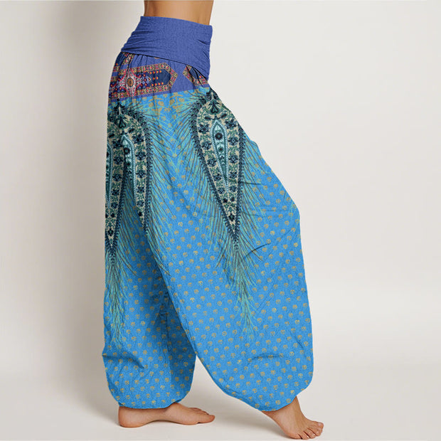 Buddha Stones Bohemian-inspired Feathers Design Women's Elastic Waist Harem Pants - image 10