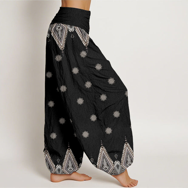 Buddha Stones Bohemian Geometric Floral Design Women's Elastic Waist Harem Pants - image 3