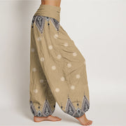 Buddha Stones Bohemian Geometric Floral Design Women's Elastic Waist Harem Pants - image 7