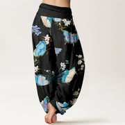 Buddha Stones Casual Butterfly And Flower Pattern Women's Elastic Waist Harem Pants - image 3