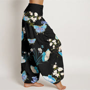 Buddha Stones Casual Butterfly And Flower Pattern Women's Elastic Waist Harem Pants - image 2