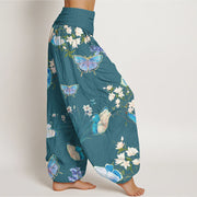 Buddha Stones Casual Butterfly And Flower Pattern Women's Elastic Waist Harem Pants - image 6