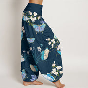 Buddha Stones Casual Butterfly And Flower Pattern Women's Elastic Waist Harem Pants - image 9