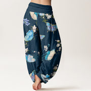Buddha Stones Casual Butterfly And Flower Pattern Women's Elastic Waist Harem Pants - image 10