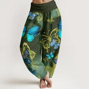 Buddha Stones Casual Butterfly Gold Pattern Women's Elastic Waist Harem Pants - DarkGreen - US22，UK/AU26，EU54 (6XL) - image 5
