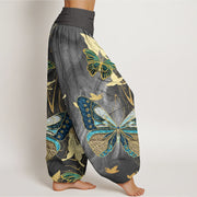 Buddha Stones Casual Butterfly Gold Line Pattern Women's Elastic Waist Harem Pants - image 2