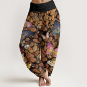 Buddha Stones Casual Vivid Butterfly Dead Leaves Pattern Women's Elastic Waist Harem Pants - Black - US22，UK/AU26，EU54 (6XL) - image 8