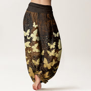 Buddha Stones Casual Golden Butterfly Pattern Women's Elastic Waist Harem Pants - image 7