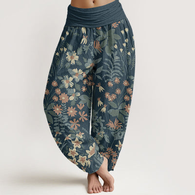 Buddha Stones Casual Daisy Flowers Leaves Design Women's Elastic Waist Harem Pants - LightBlue - US22，UK/AU26，EU54 (6XL) - image 1