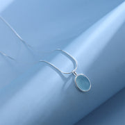 Buddha Stones 925 Sterling Silver Aquamarine Healing Clavicle Chain Necklace Pendant