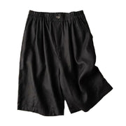 Buddha Stones Summer Casual Plain Zipper Button Cotton Linen Women's Shorts With Pockets - image 17