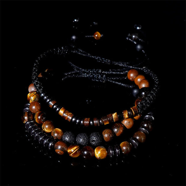 FREE Today: Protection and Strength 3Pcs Tiger Eye Lava Rock Bracelet Set
