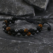 Buddha Stones 3Pcs Black Onyx Tiger Eye African Bloodstone Protection Support Set