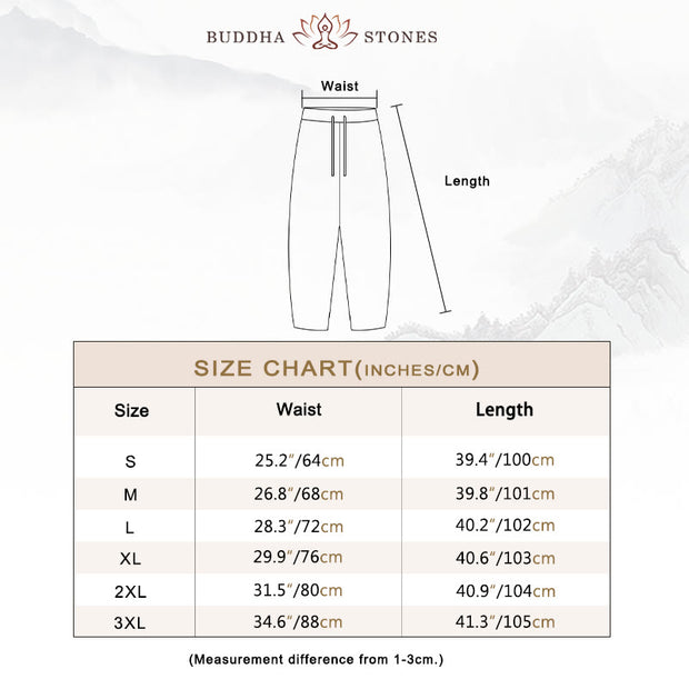 Buddha Stones Casual Solid Color Cotton Linen Drawstring Women's Pants With Pockets