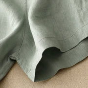 Buddha Stones Casual Plain Button Crew Ruffle Neck Short Sleeve Cotton Linen Women's Midi Dress - image 6