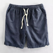 Buddha Stones Drawstring Elastic Waist Cotton Linen Men's Shorts With Pockets