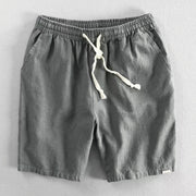Buddha Stones Drawstring Elastic Waist Cotton Linen Men's Shorts With Pockets